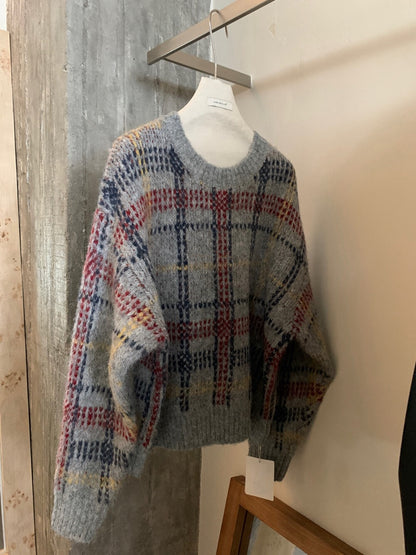 // 聖誕風復古感格紋混羊毛毛衣