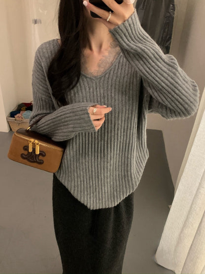 // 12%綿羊毛lace邊假兩件NT