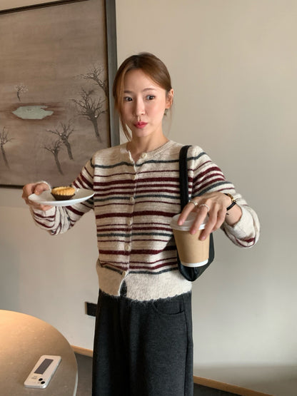 // 復古配色8%wool間條CD