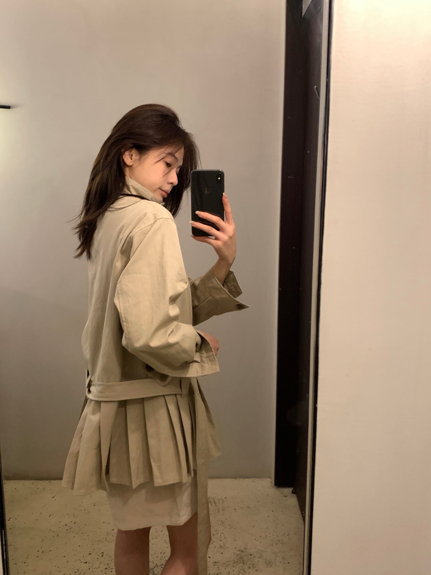 // 設計感百褶腳可立領trench coat