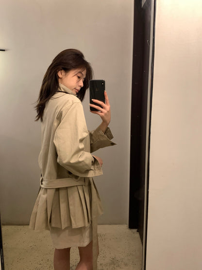 // 設計感百褶腳可立領trench coat