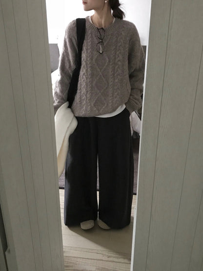 // 10%wool溫柔麻花套頭毛衣