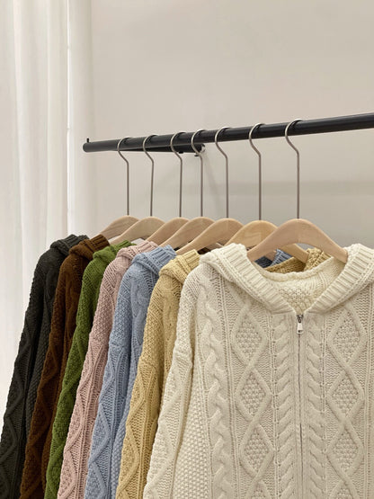 // 重工麻花上下拉鍊連帽CD