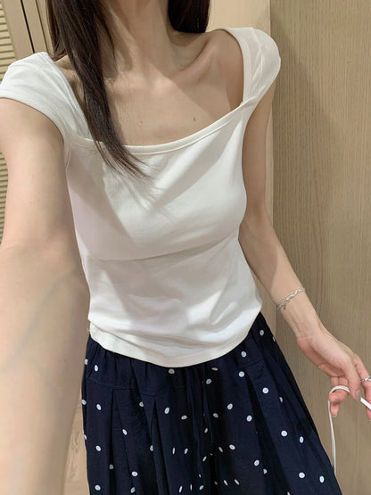 B52 / 100%棉質顯瘦方領2ways TEE
