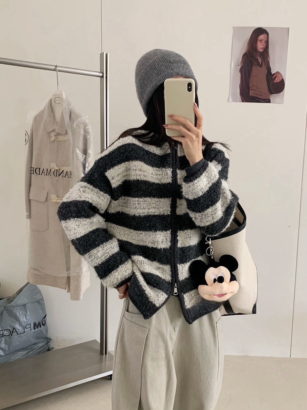 // 慵懶連帽肌理感拉鍊CD