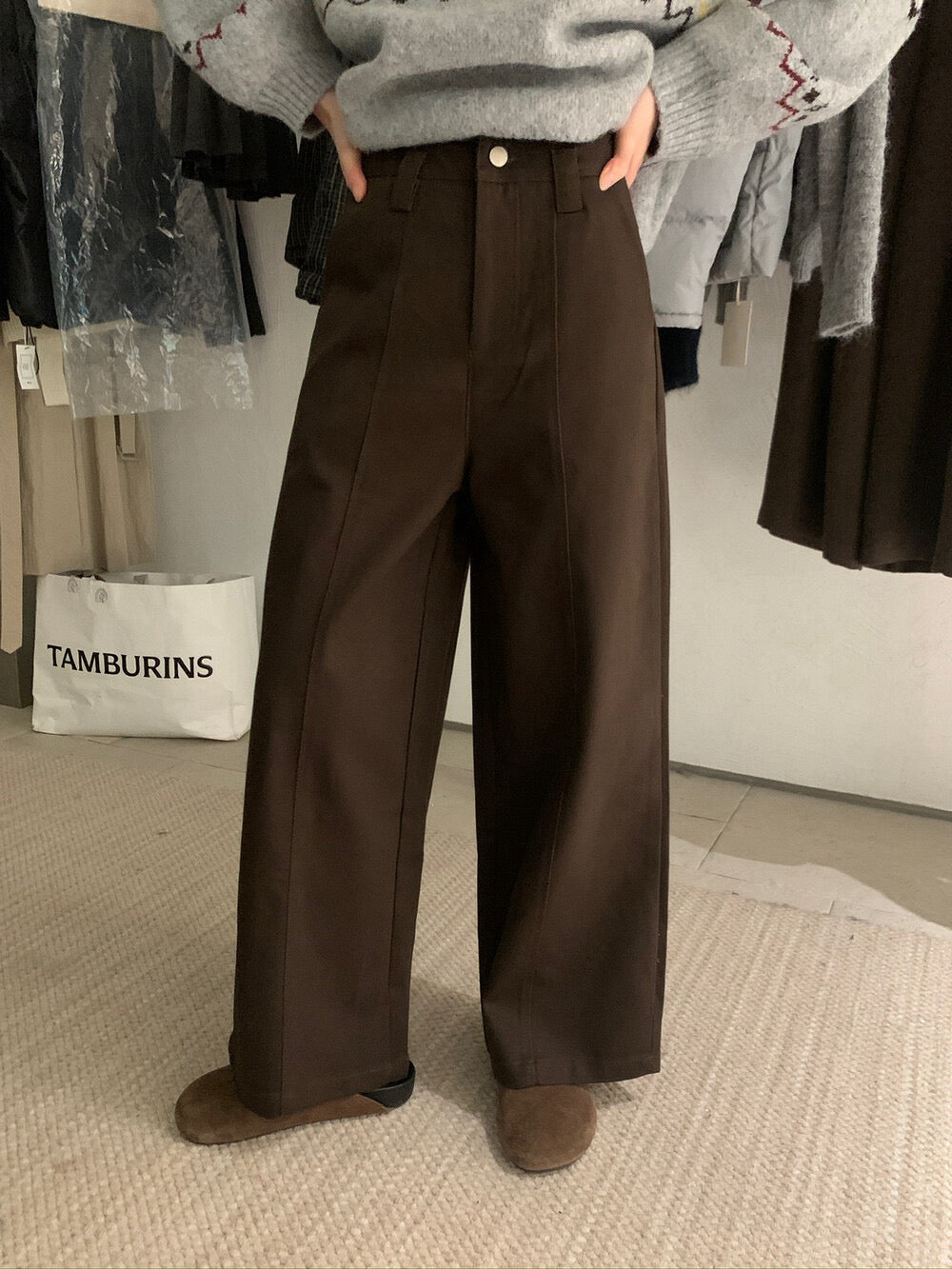 // 褲型超美中線設計直筒褲