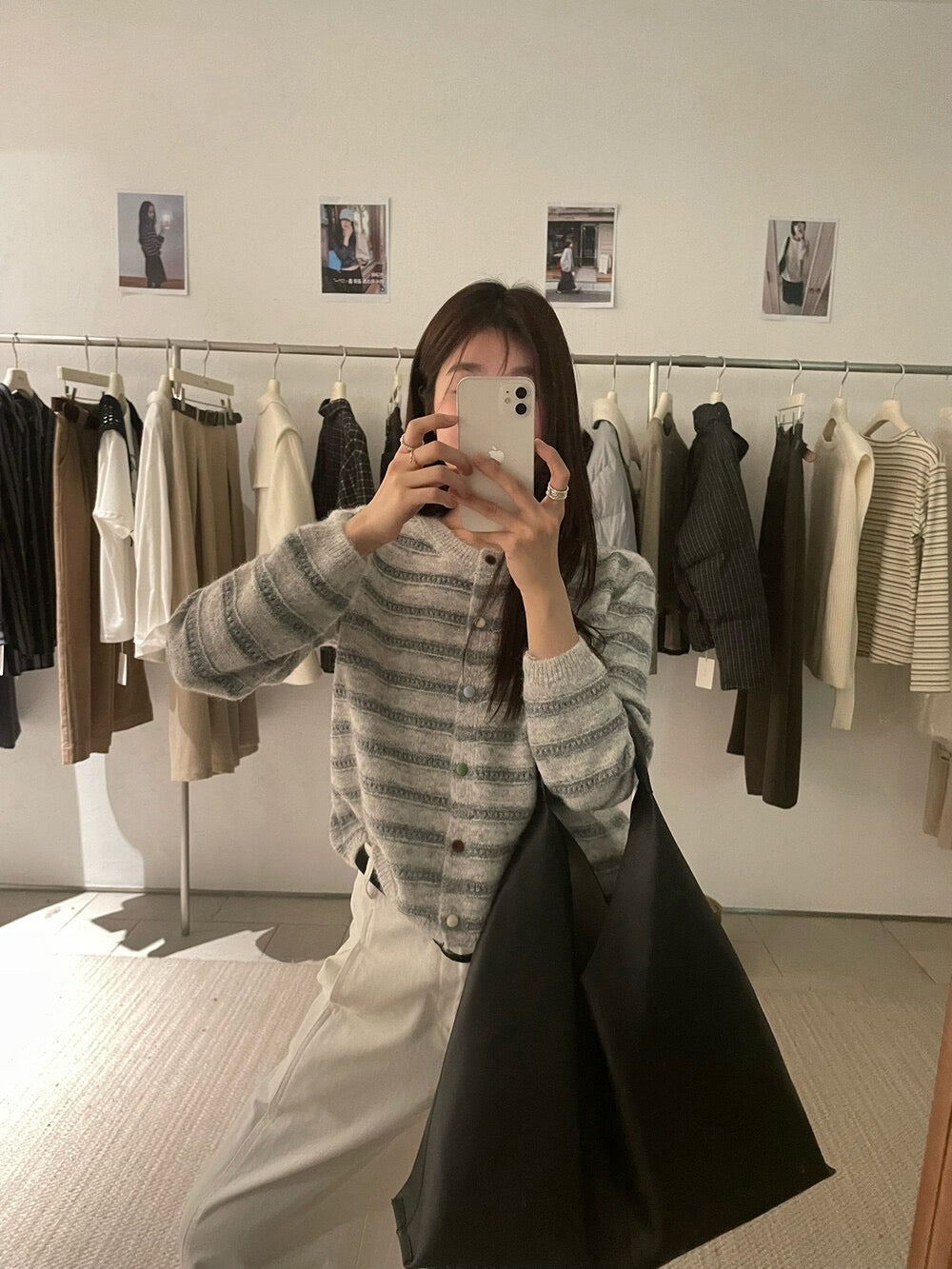 // 8%wool混色鈕鏤空間條CD