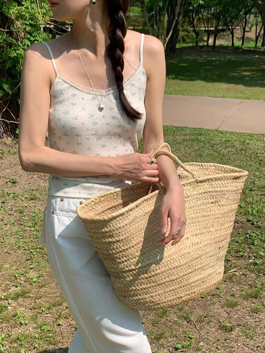 // lace邊鏤空暗直紋吊帶