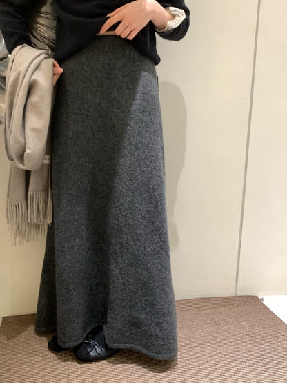 // 超顯瘦高腰針織冷裙