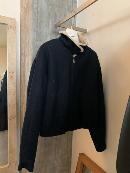 // 復古感翻領羊羔毛牛仔棉外套