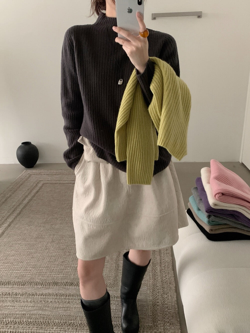 // 100%羊毛軟糯親膚半領坑紋NT