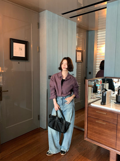 // 搭扣褲頭超顯腿長全長牛仔褲