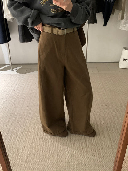 // 大熱鬆弛感加絨彎刀褲(連腰帶)