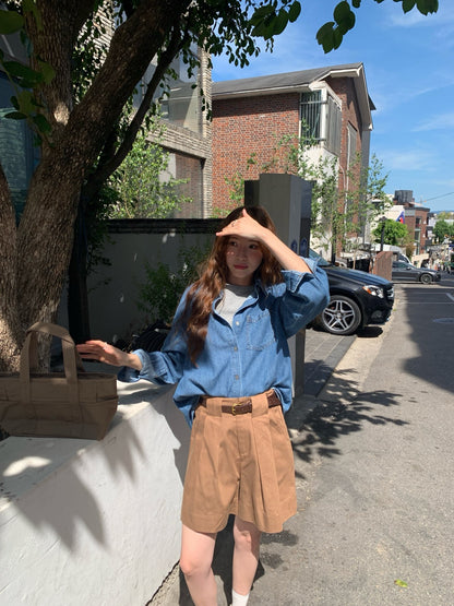 // 經典復古洗水色口袋SH