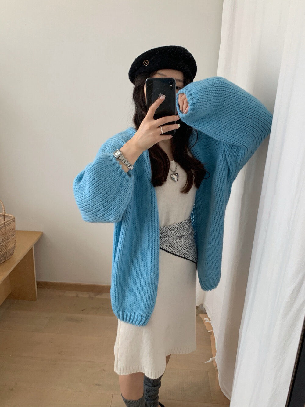 // 12%wool慵懶束袖口疏針CD