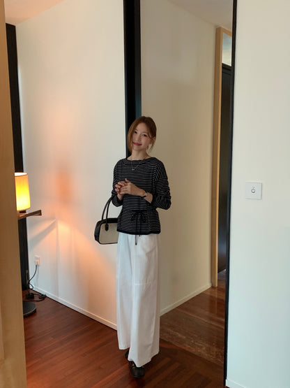 // 三種穿法8%wool親膚間條綁腰NT