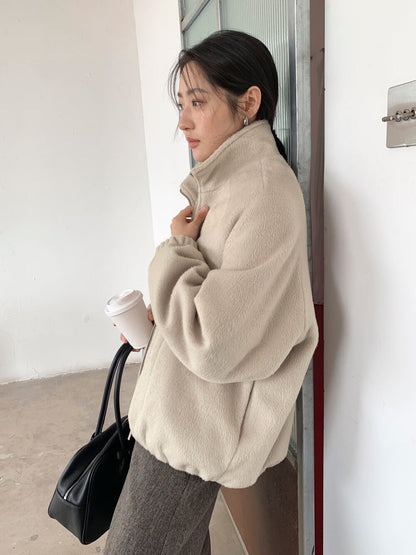 // 休閒風絨毛感夾棉外套