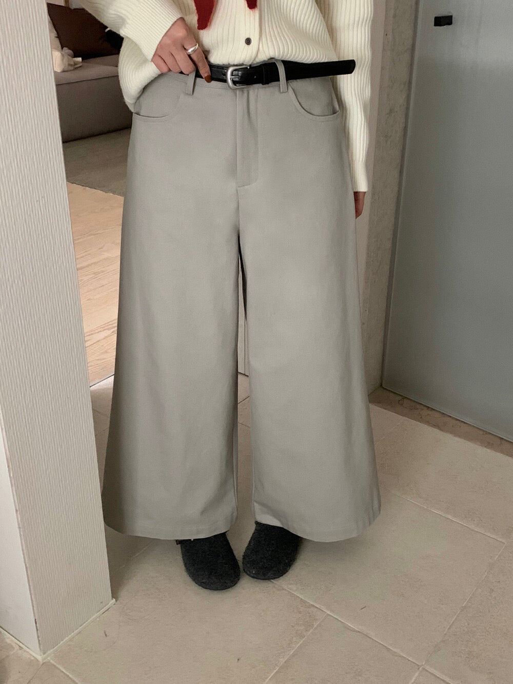 // 小個子必入九分闊腳褲(連腰帶)