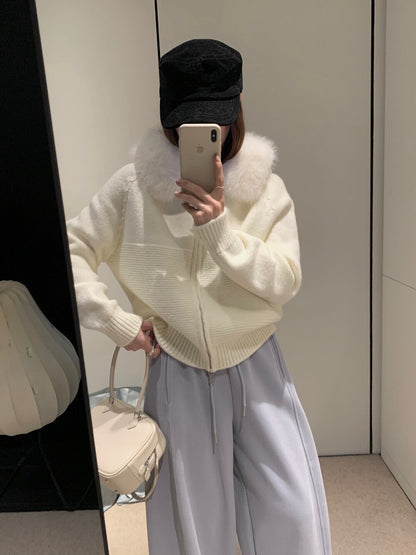 // 拼織紋可拆卸毛毛邊連帽CD