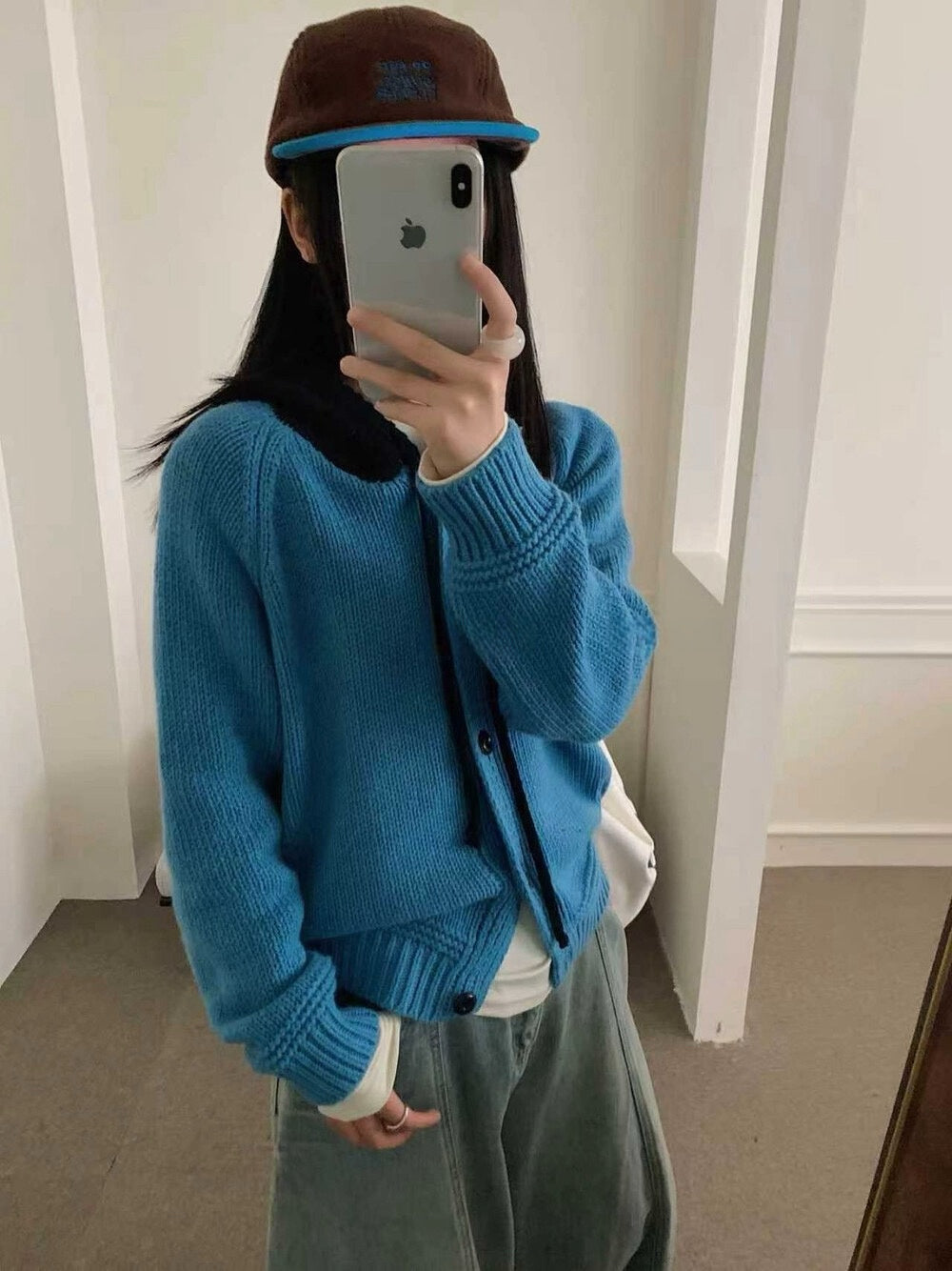 // 拼接撞色鈎花針織帽CD