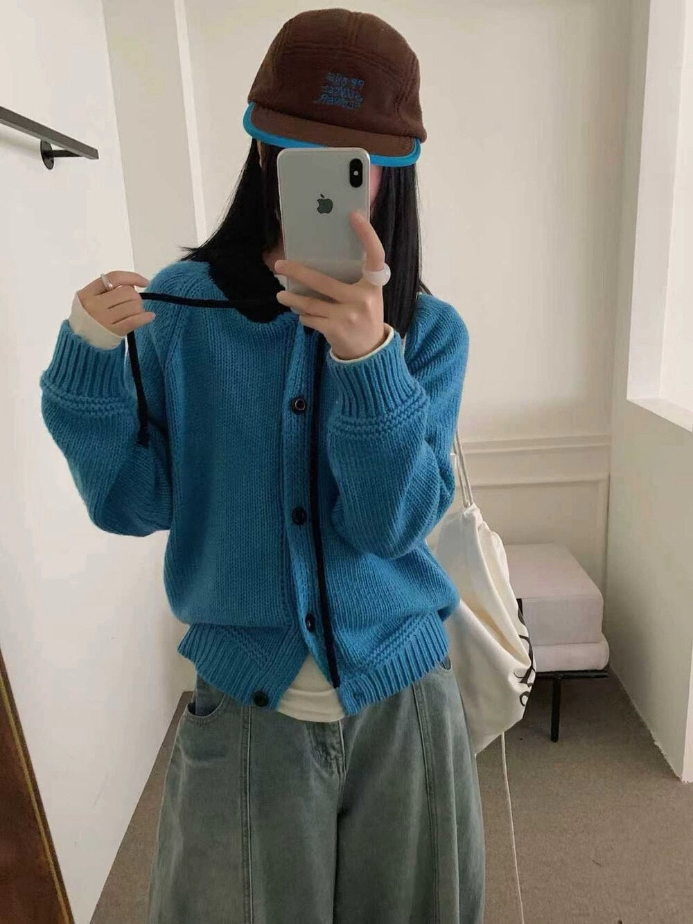 // 拼接撞色鈎花針織帽CD