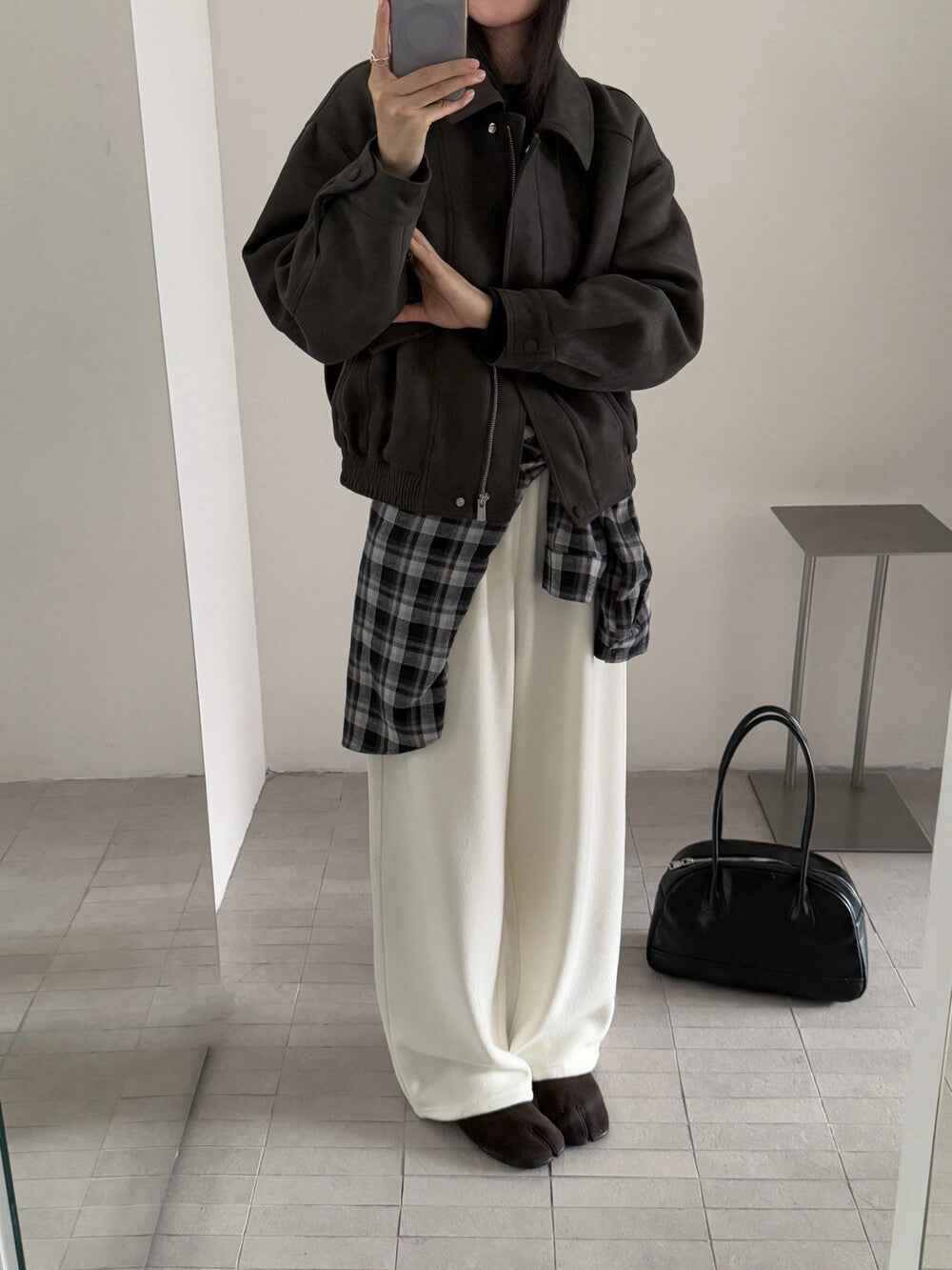 // 經典翻領設計麂皮絨夾棉外套