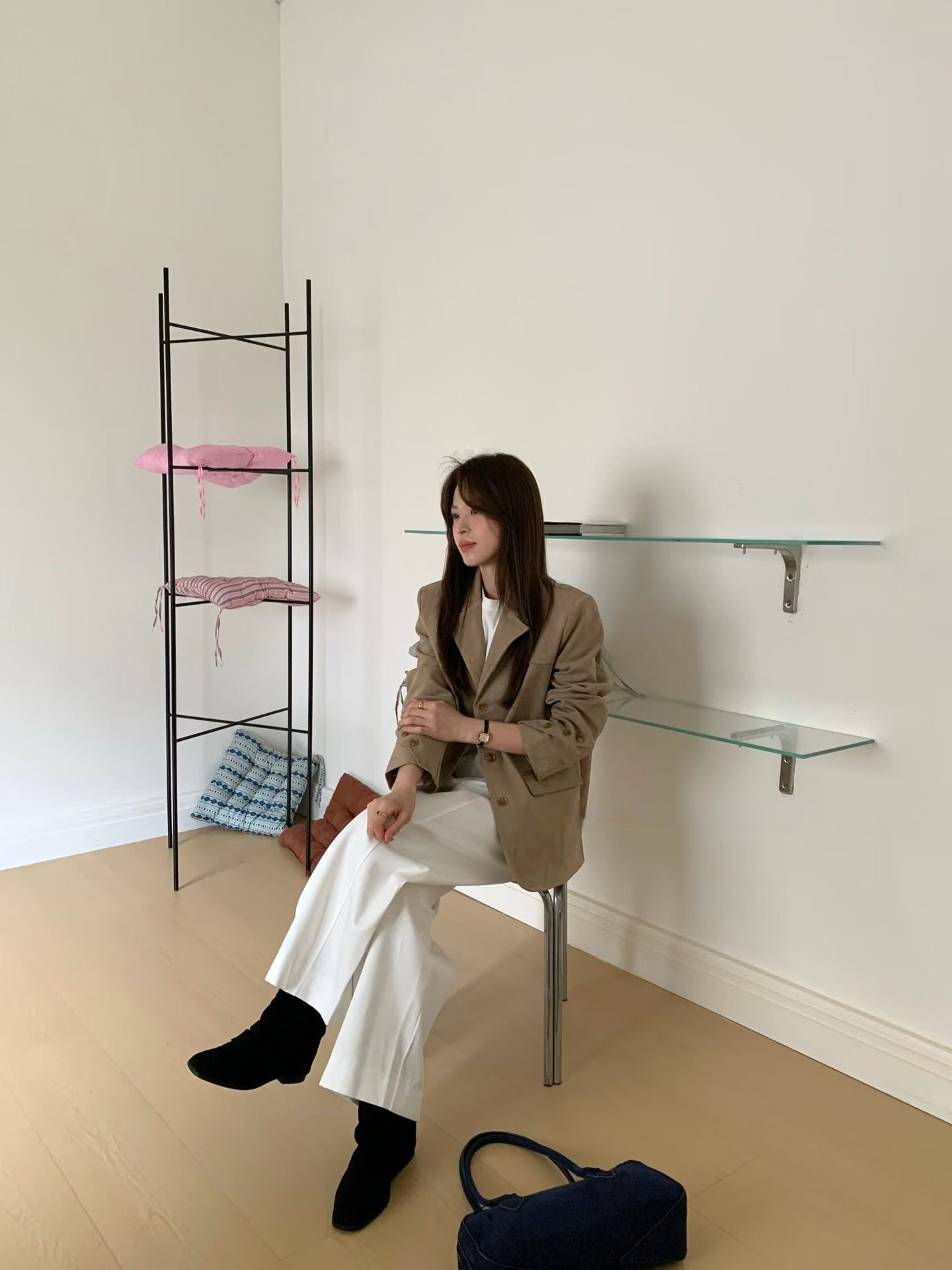 // 復古感超氣質牛皮絨外套