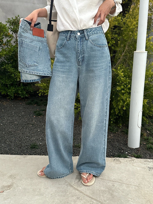 // 連可拆裙簾真兩件牛仔褲