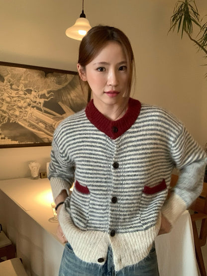 (部分現貨) // 溫柔毛絨感撞色衣擺間條CD