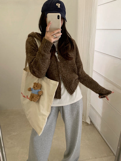 // 8%wool花線上下拉鍊連帽CD