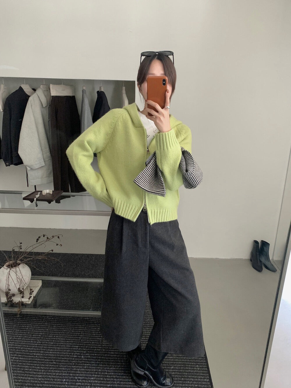 // 鬆弛氛圍感慵懶連帽雙拉鍊冷外套