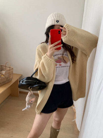 // 12%wool慵懶束袖口疏針CD