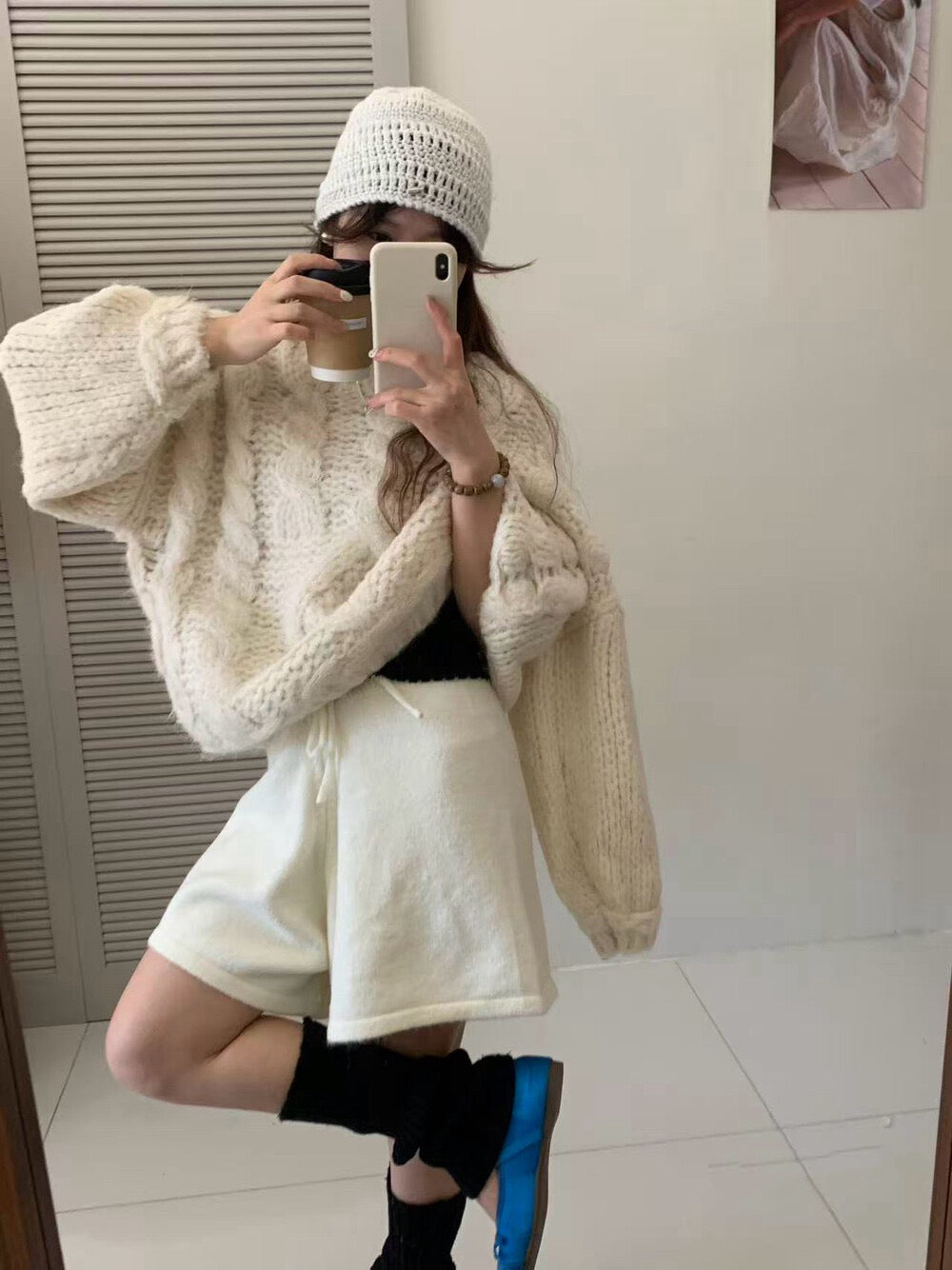 // 20%wool粗棒針麻花慵懶毛衣