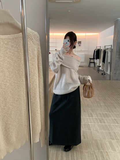 // 超舒服羊絨慵懶綁腰SK