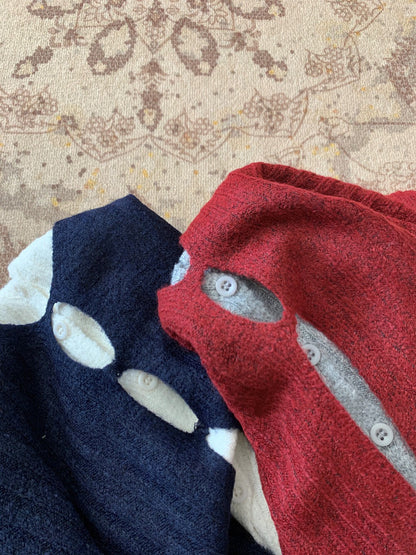 // 超顯瘦撞色假兩件針織上衣