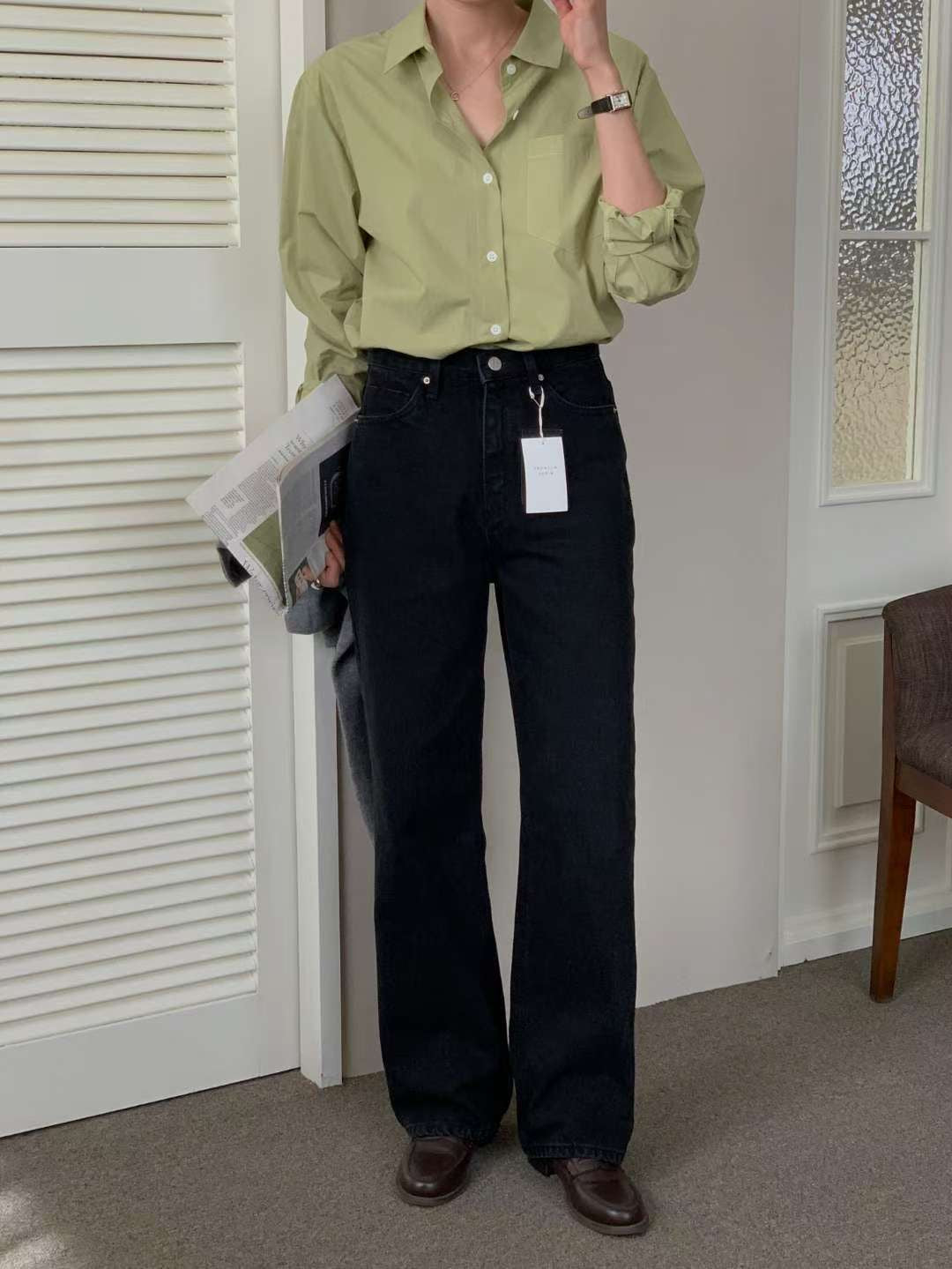 // premium black washing denim