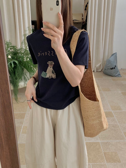 🐕 可愛眼鏡小狗印花TEE
