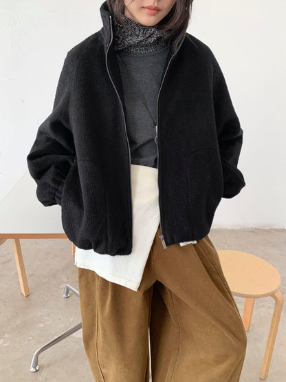 // 休閒風絨毛感夾棉外套