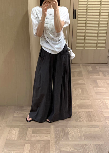 P26 / 100%棉質超顯瘦壓褶闊腳休閒褲