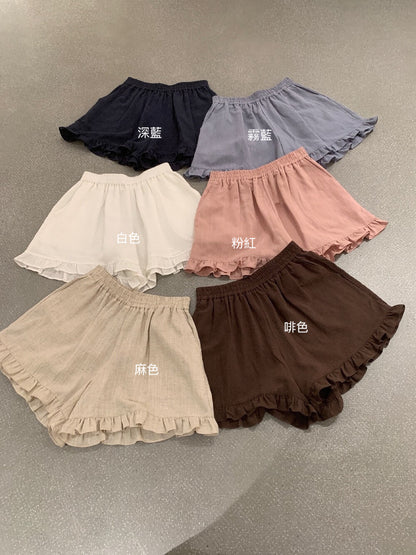 // 超舒服麻質花邊腳短褲