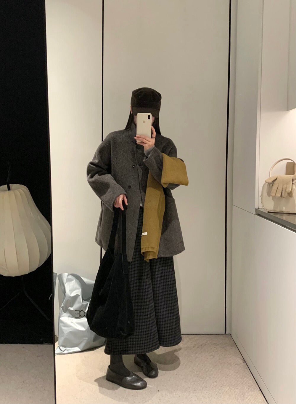 // 90%羊毛+10%羊駝毛小立領斜口袋手工外套