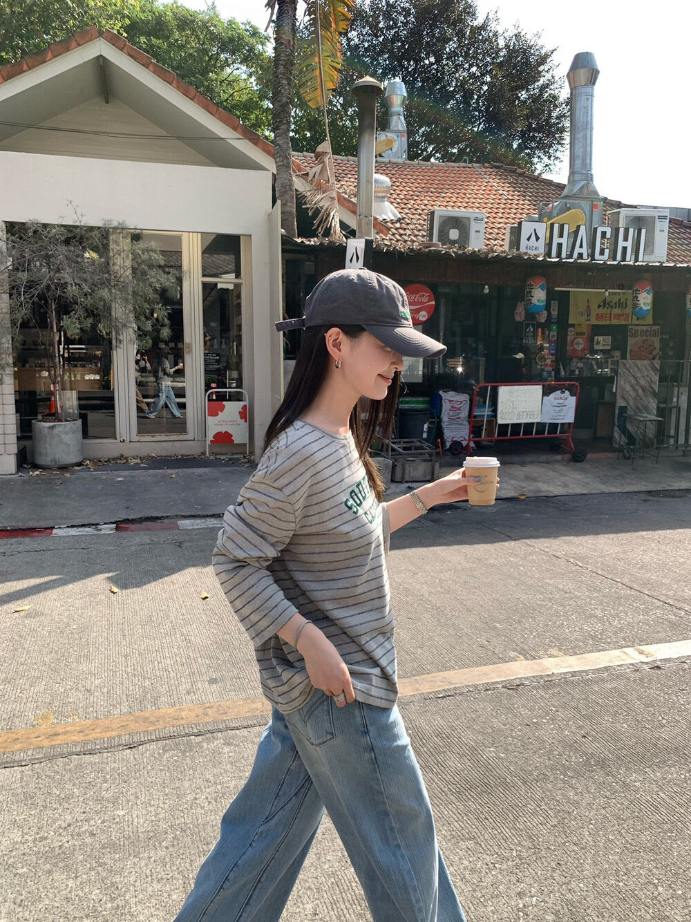 🏏 休閒風撞色字間條TEE