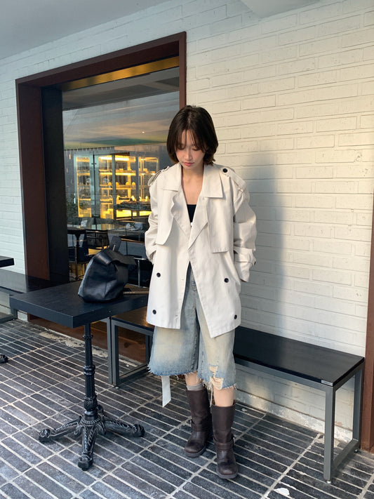 // 經典雙排扣中長款trench coat