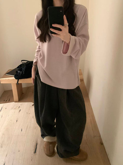 // 25%羊毛慵懶高級感壓褶口袋褲