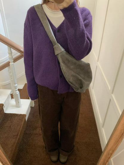 // 12色超美色系V領排扣羊絨紗CD