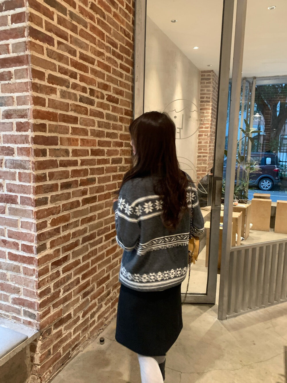 // 10%raccoon雪花花紋翻領毛衣