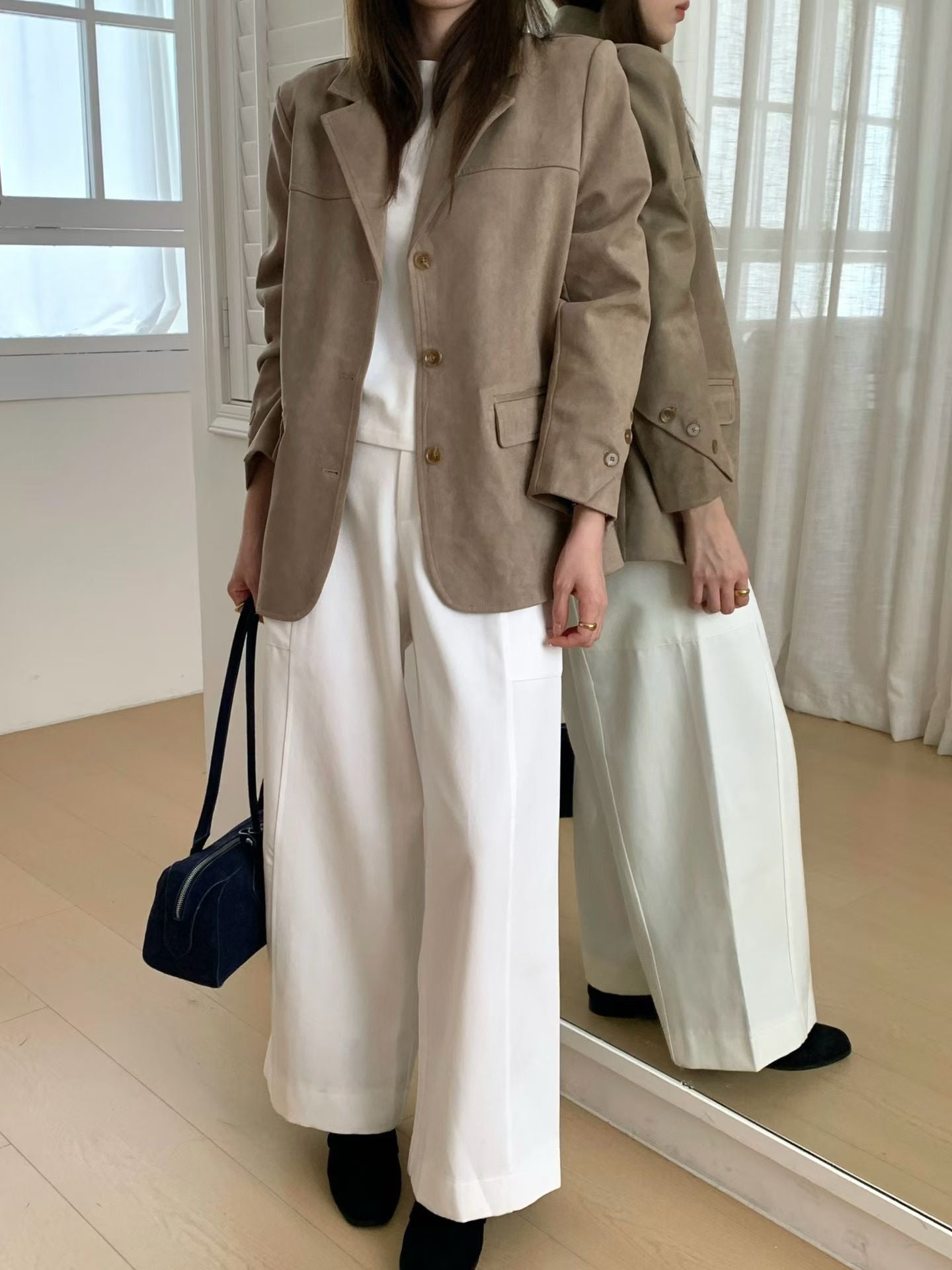 // 復古感超氣質牛皮絨外套