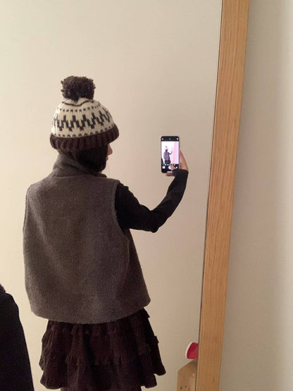 // 40%羊毛小立領拉鍊背心外套