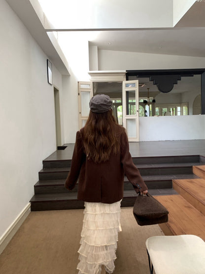 // 10%wool經典雙排扣毛呢西裝外套