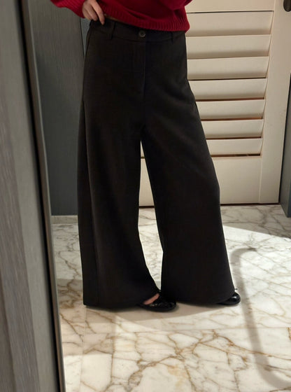 // 褲型超美的簡約加絨毛呢褲